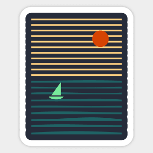 minimalist sunrise boat Sticker